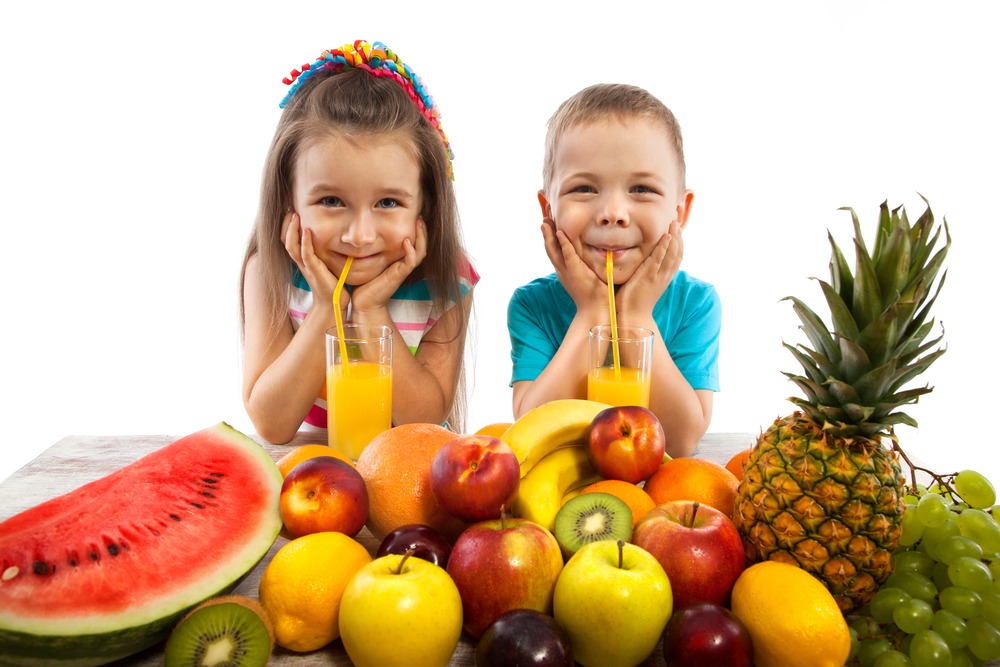 Children Drinking Fruit Juice